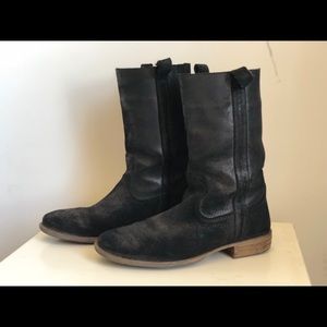 Black leather combat / moto boots